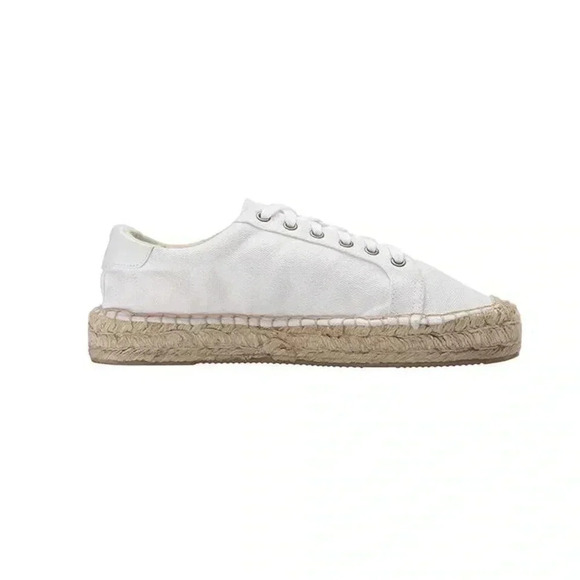 Soludos off white canvas espadrille platform tennis sneaker sz 10 sneakerdrille - Picture 2 of 7